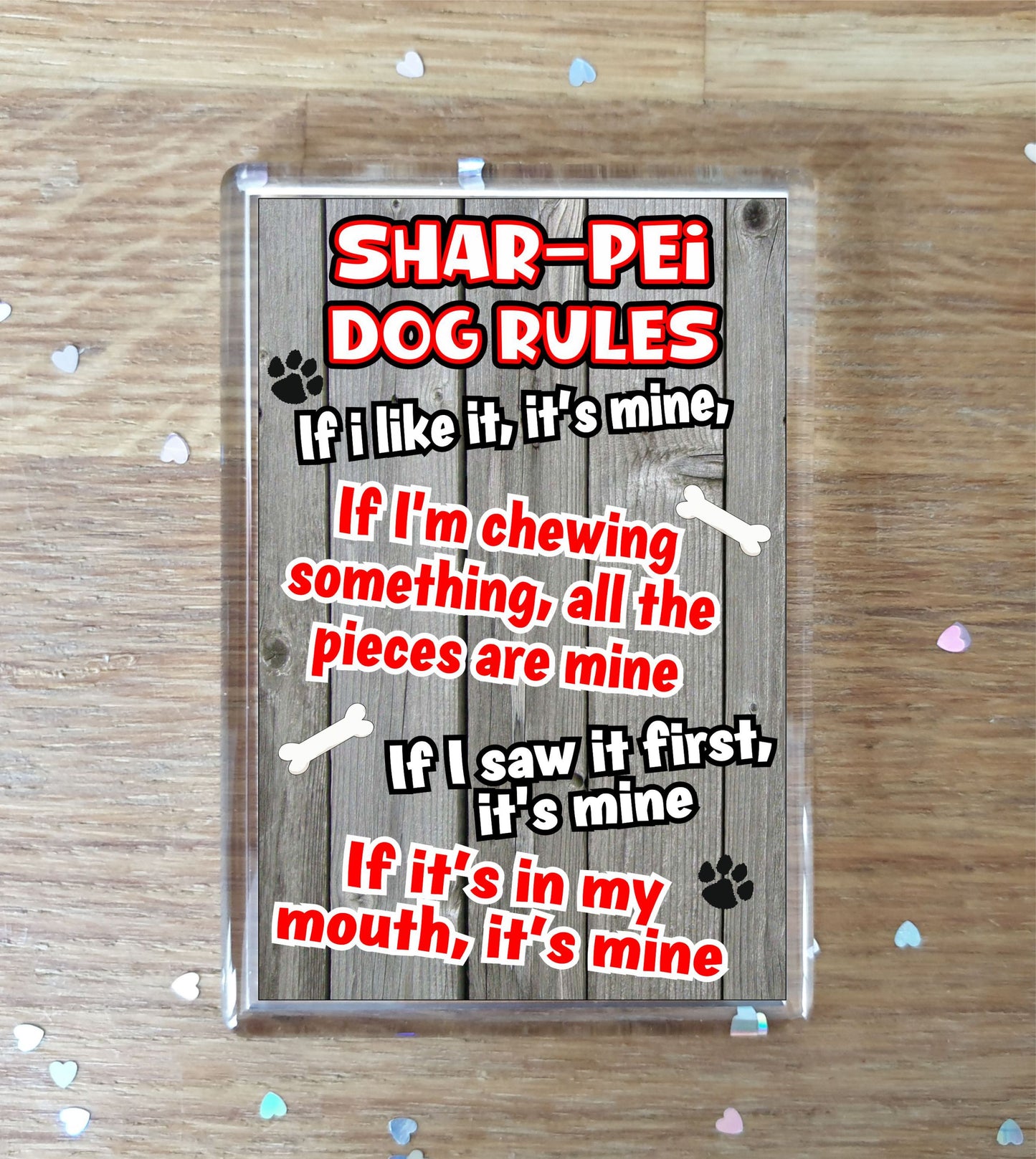 Shar Pei Fridge Magnet Gift - Dog Rules It's Mine - Fun Cute Animal Novelty Pet Birthday Gift