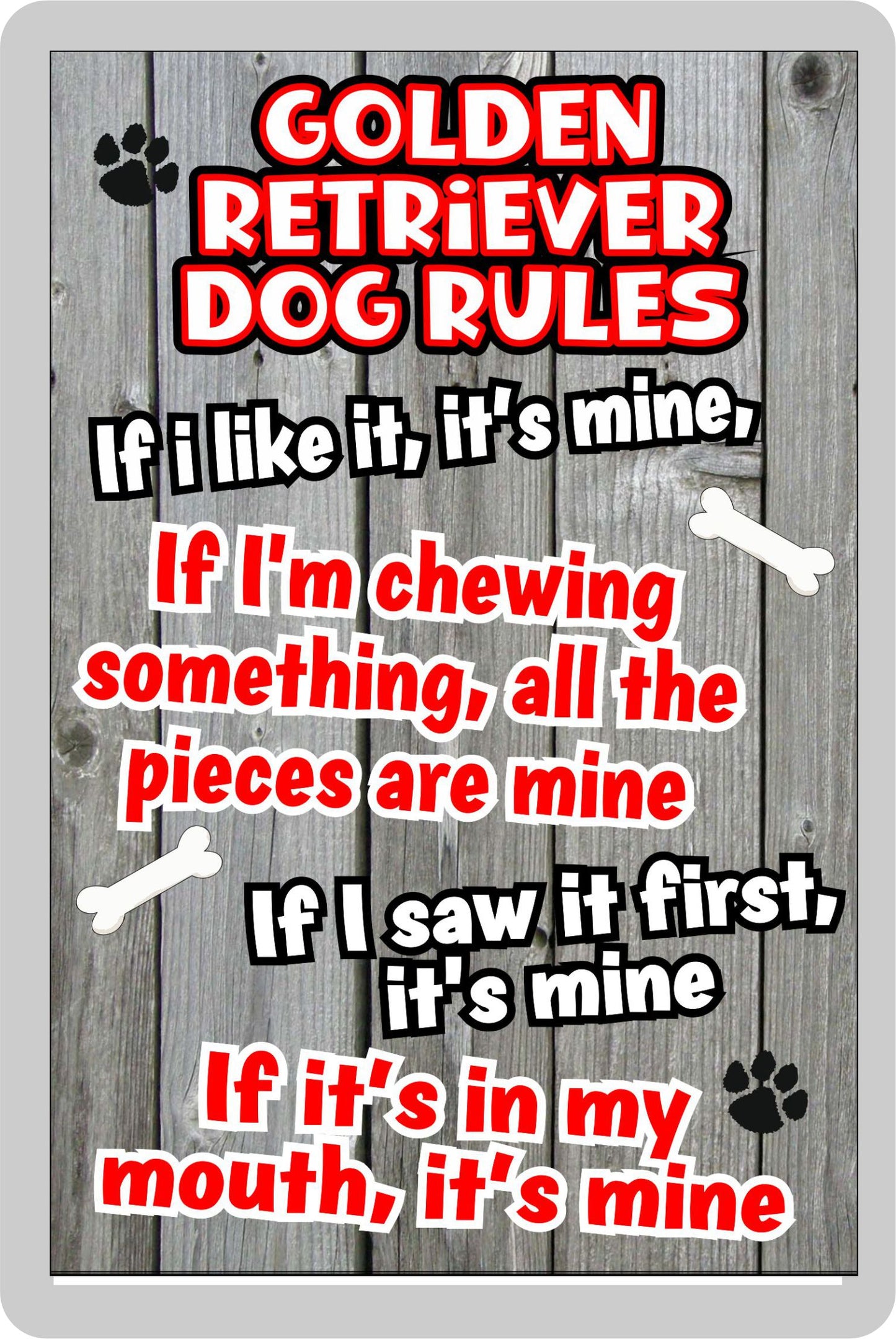 Golden Retriever Fridge Magnet Gift - Dog Rules It's Mine - Fun Cute Animal Novelty Pet Birthday Gift