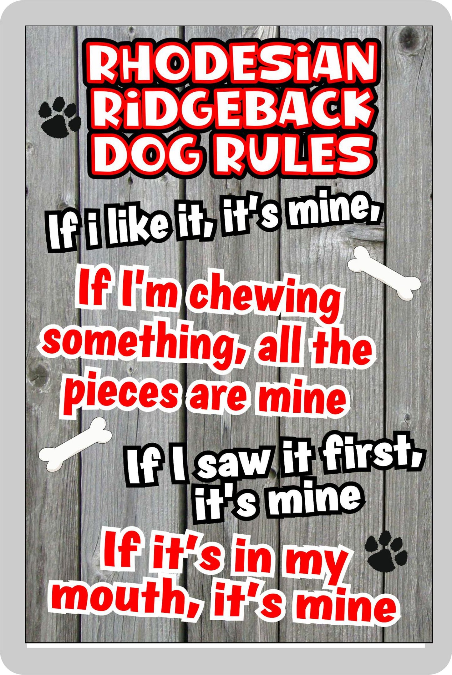 Rhodesian Ridgeback Fridge Magnet Gift - Dog Rules It's Mine - Fun Cute Animal Novelty Pet Birthday Gift