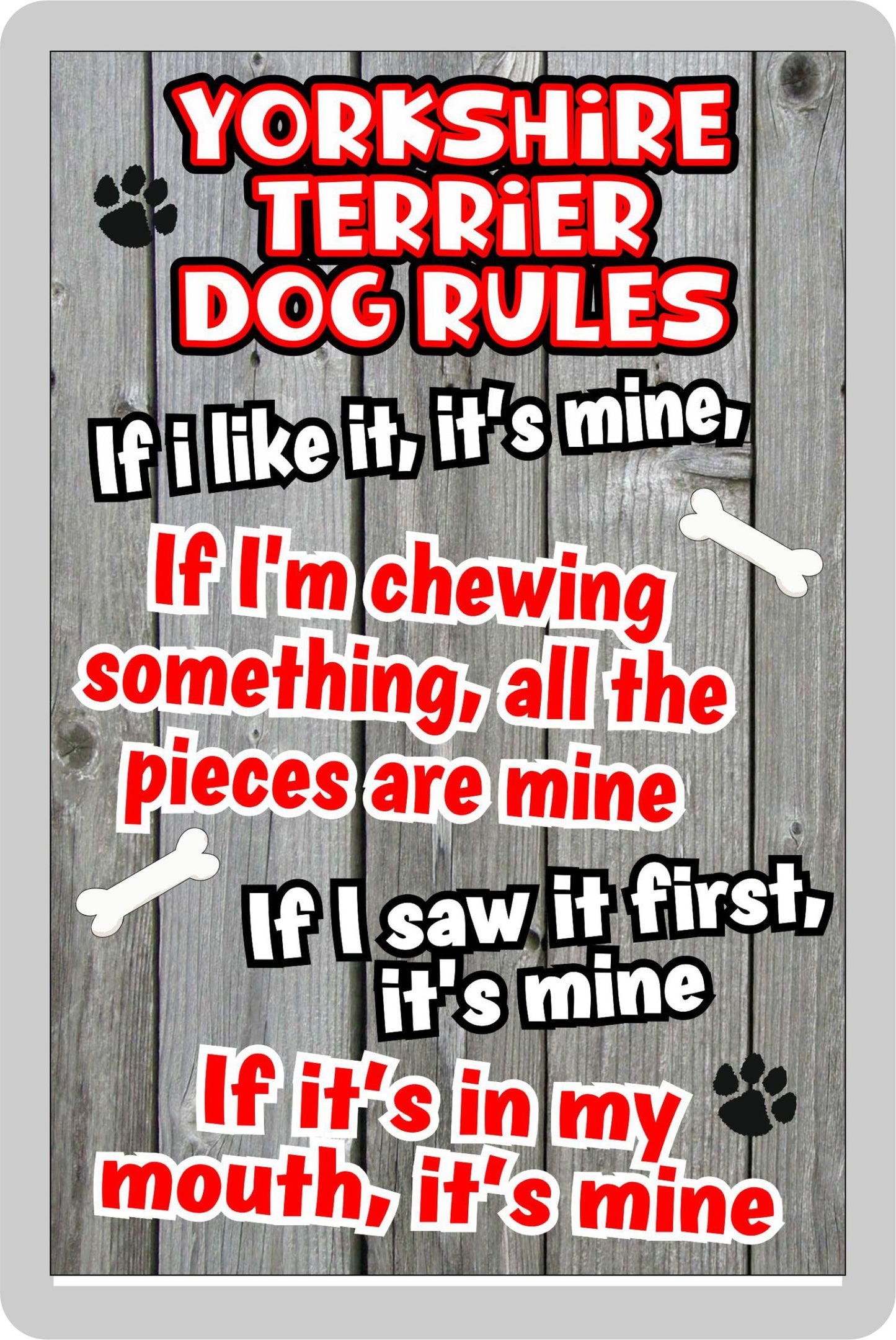 Yorkshire Terrier Fridge Magnet Gift - Dog Rules - If I Like It It's Mine - Cute Animal Novelty Pet Birthday Gift
