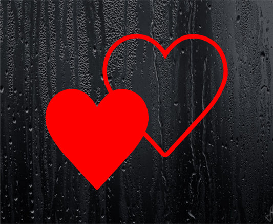 Double Heart Outline Red Car Van Sticker Window Boot Bumper Laptop Mirror Decal