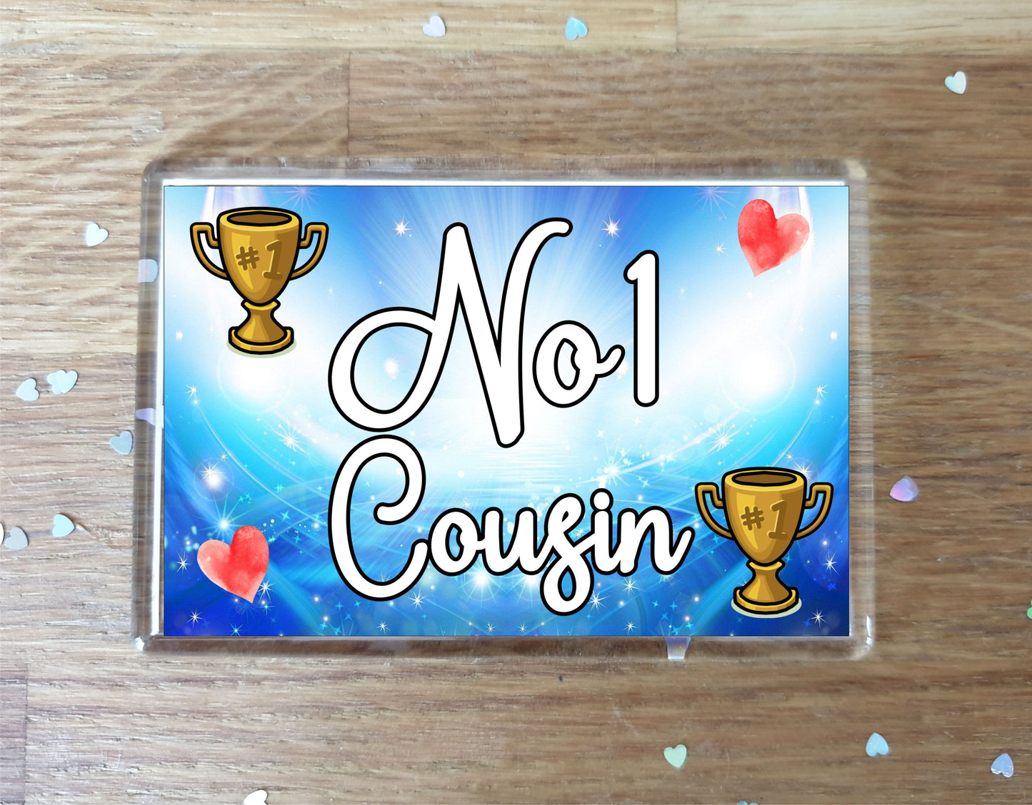 Blue Cousin Fridge Magnet - Number One Cousin - Novelty Love Gift - Fun Cute Family Present