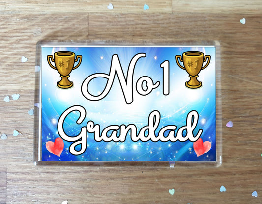 Grandad Fridge Magnet - Number One Grandad - Novelty Love Gift - Fun Cute Family Present