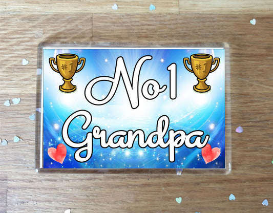 Grandpa Fridge Magnet - Number One Grandpa - Novelty Love Gift - Fun Cute Family Present