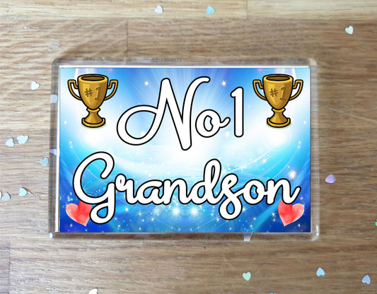 Grandson Fridge Magnet - Number One Grandson - Novelty Love Gift - Fun Cute Family Present