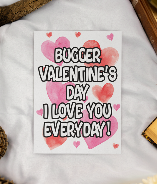 Valentine's Day Card - Bugger Valentine's Day I Love You Everyday - Nice Fun Cute Greeting Present