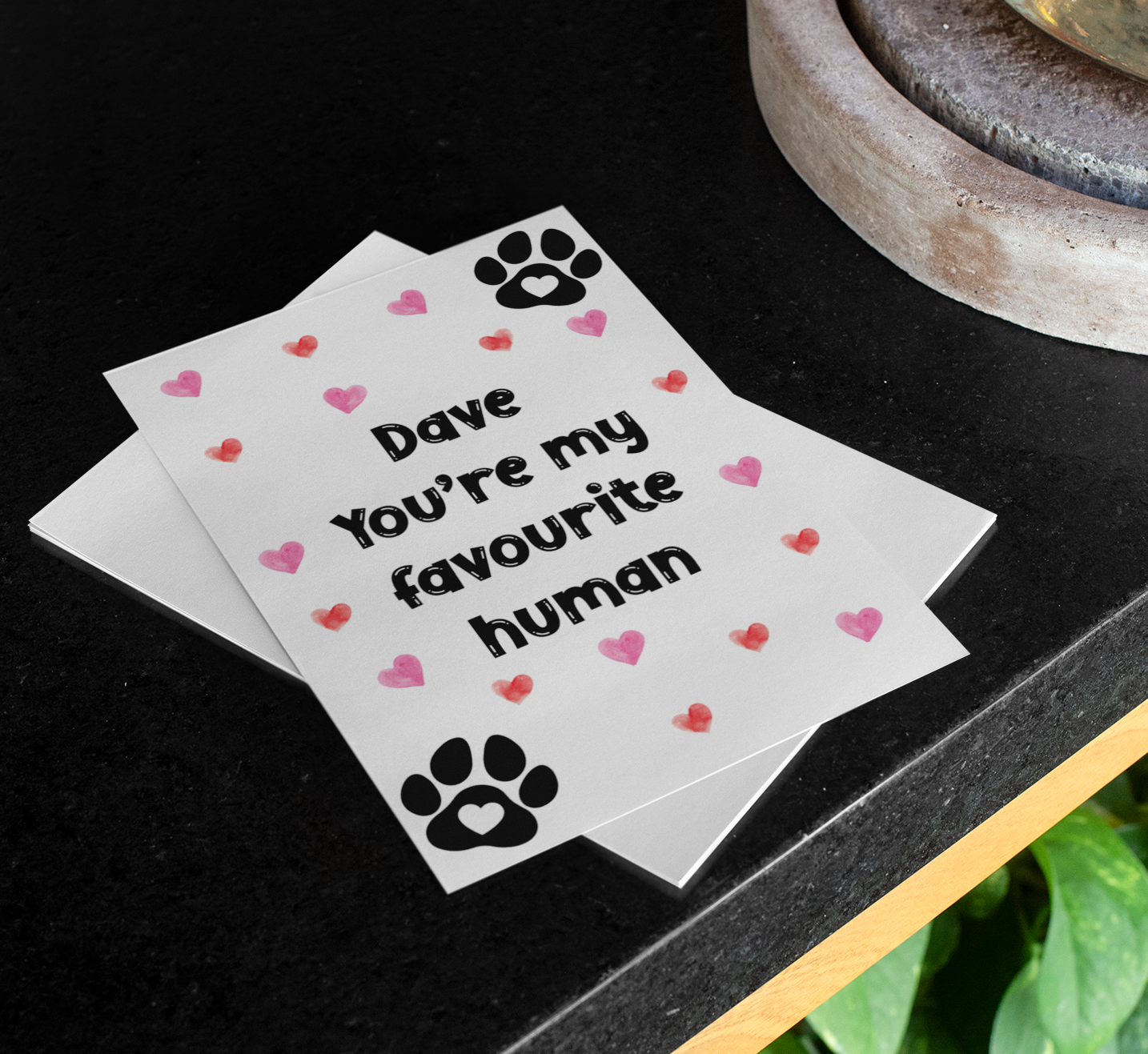 Personalised Greeting Card From The Dog - You're My Favourite Human - Nice Fun Cute Valentine's Day Birthday Hearts Present