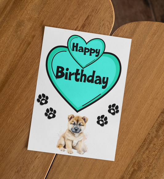 Akita Birthday Card - Nice Cute Fun Pet Dog Puppy Owner Novelty Greeting Card