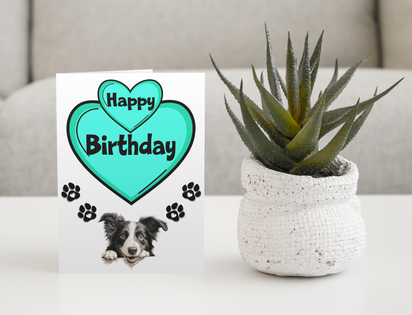 Border Collie Birthday Card - Nice Cute Fun Pet Dog Puppy Owner Novelty Greeting Card