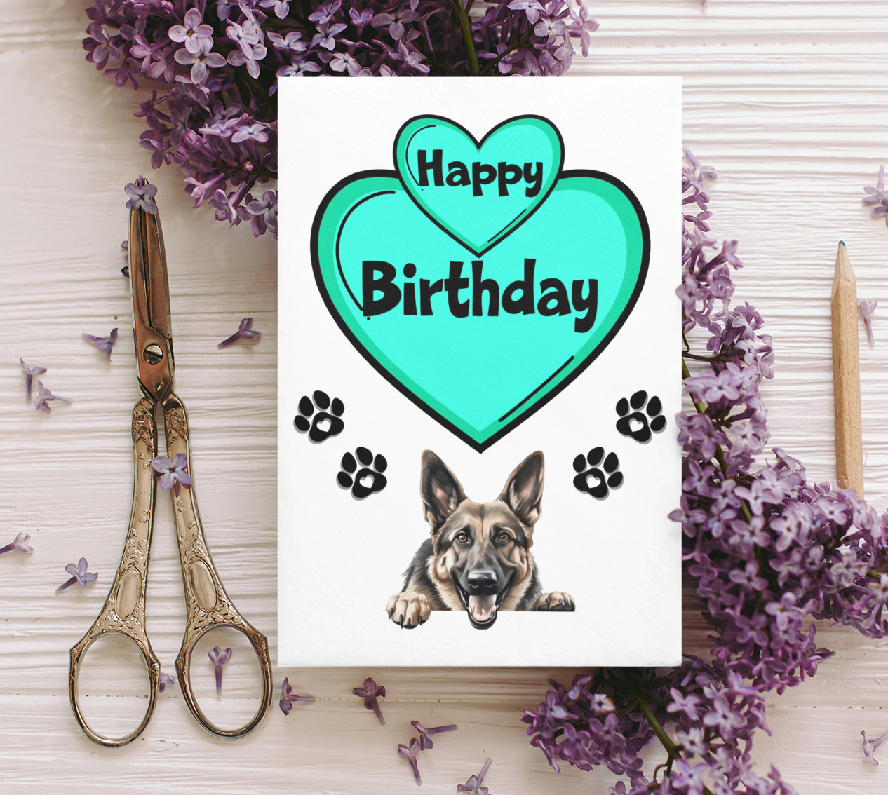 German Shepherd Birthday Card - Nice Cute Fun Pet Dog Puppy Owner Novelty Greeting Card