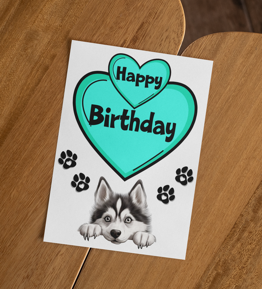 Husky Birthday Card - Nice Cute Fun Pet Dog Puppy Owner Novelty Greeting Card