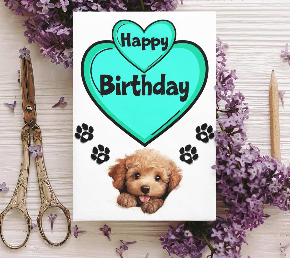 Poodle Birthday Card - Nice Cute Fun Pet Dog Puppy Owner Novelty Greeting Card