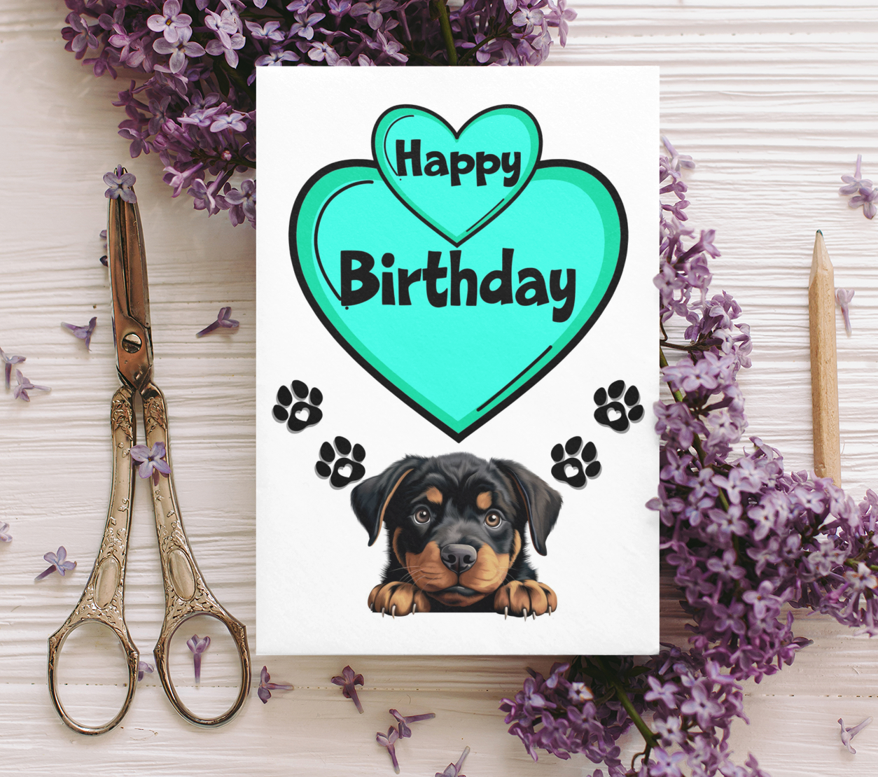 Rottweiler Rottie Birthday Card - Nice Cute Fun Pet Dog Puppy Owner Novelty Greeting Card