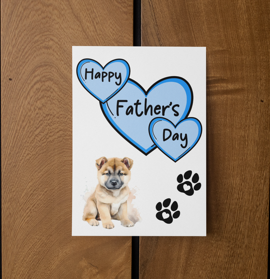 Akita Father's Day Card - Nice Cute Fun Pet Dog Puppy Owner Novelty Greeting Card