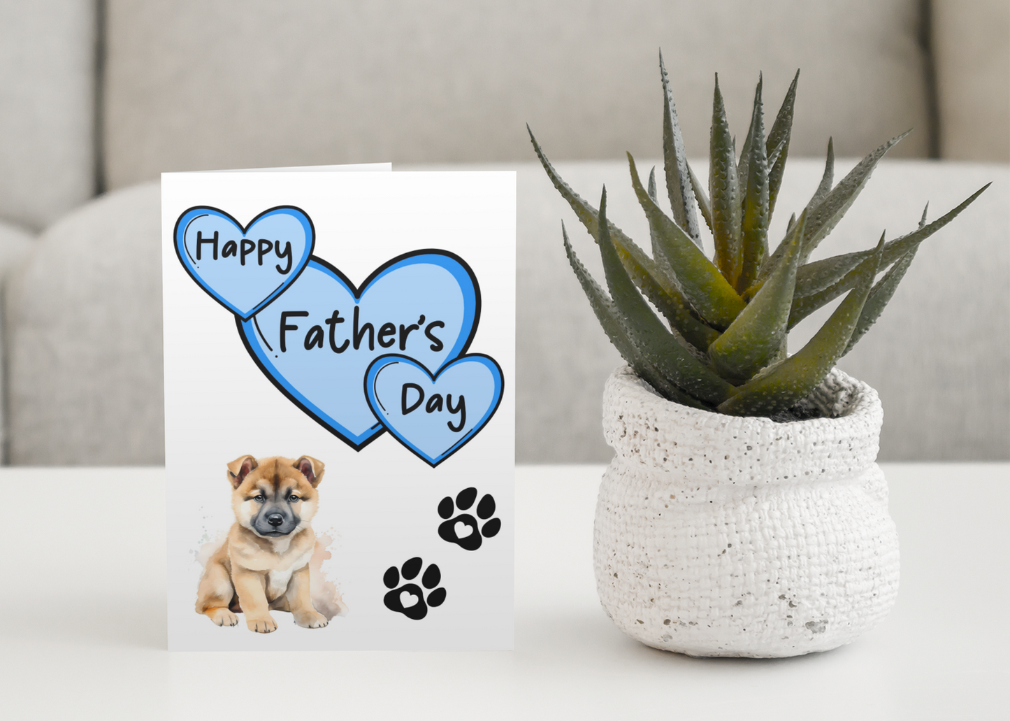 Akita Father's Day Card - Nice Cute Fun Pet Dog Puppy Owner Novelty Greeting Card