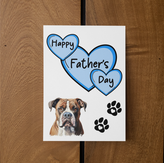 American Bulldog Father's Day Card - Nice Cute Fun Pet Dog Puppy Owner Novelty Greeting Card