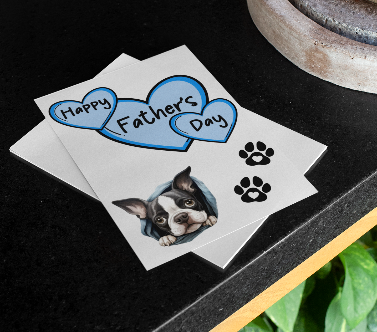 Boston Terrier Father's Day Card - Nice Cute Fun Pet Dog Puppy Owner Novelty Greeting Card