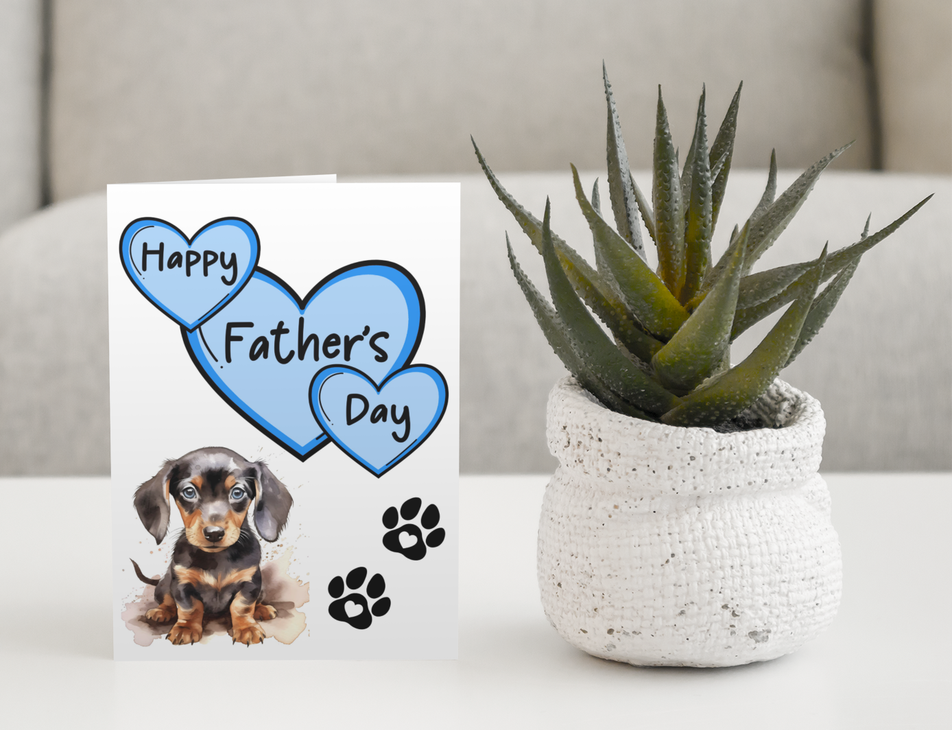 Dachshund Father's Day Card - Nice Cute Fun Pet Dog Puppy Owner Novelty Greeting Card