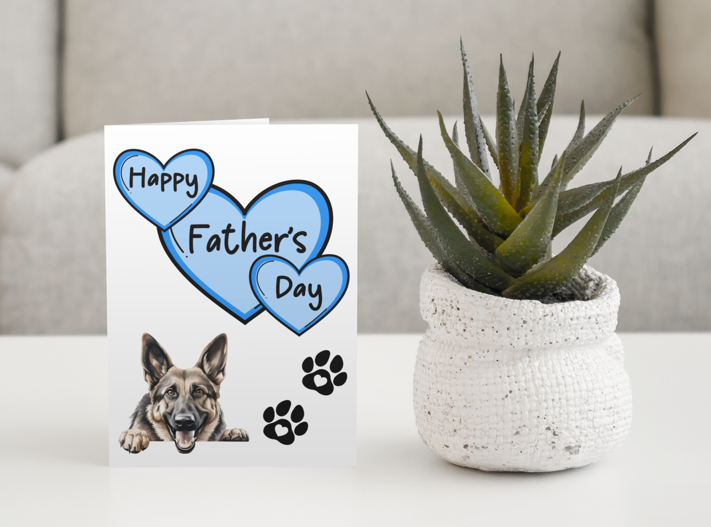 German Shepherd Father's Day Card - Nice Cute Fun Pet Dog Puppy Owner Novelty Greeting Card