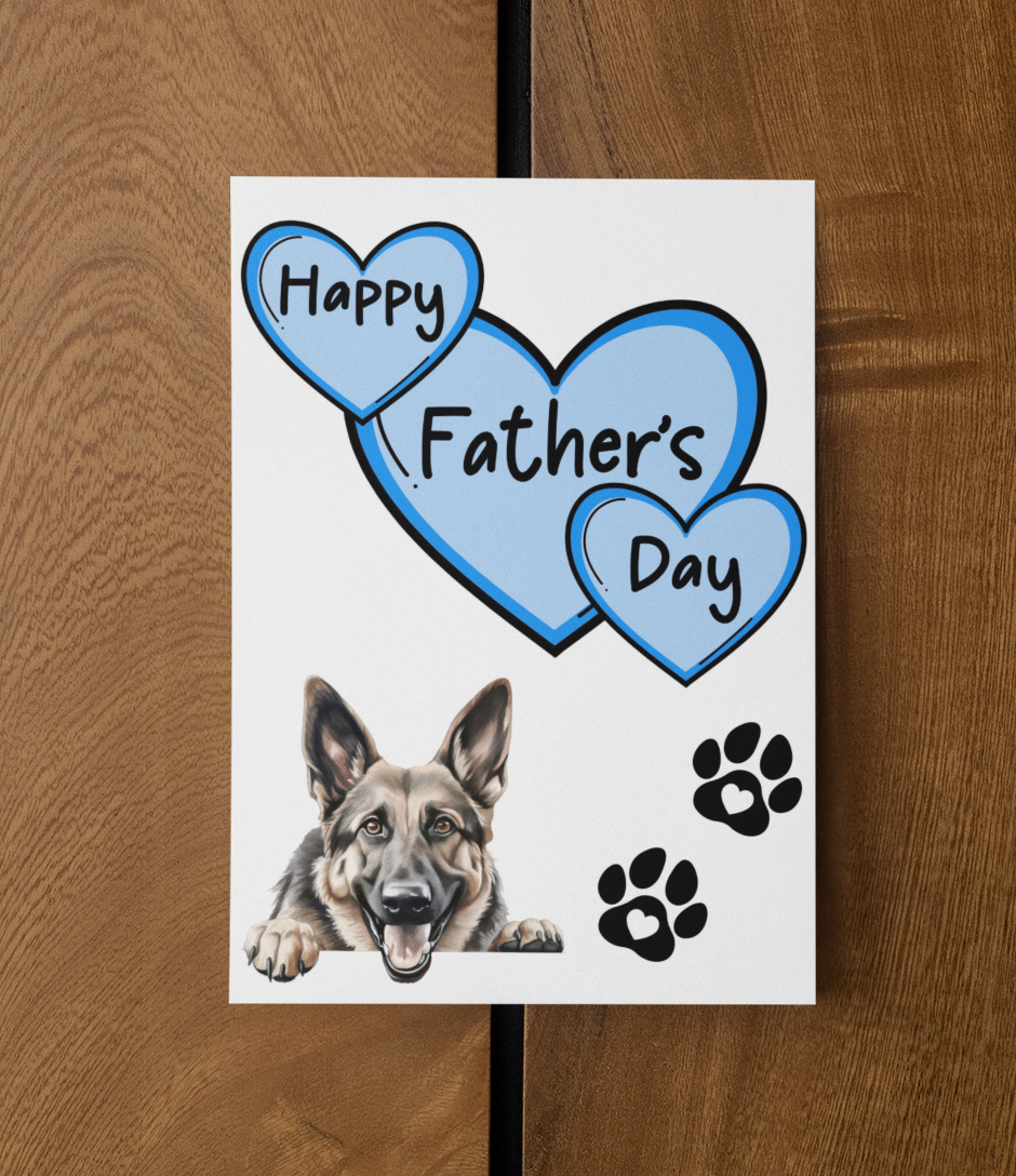 German Shepherd Father's Day Card - Nice Cute Fun Pet Dog Puppy Owner Novelty Greeting Card