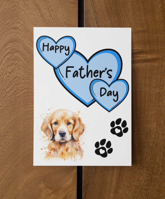 Golden Retriever Father's Day Card - Nice Cute Fun Pet Dog Puppy Owner Novelty Greeting Card
