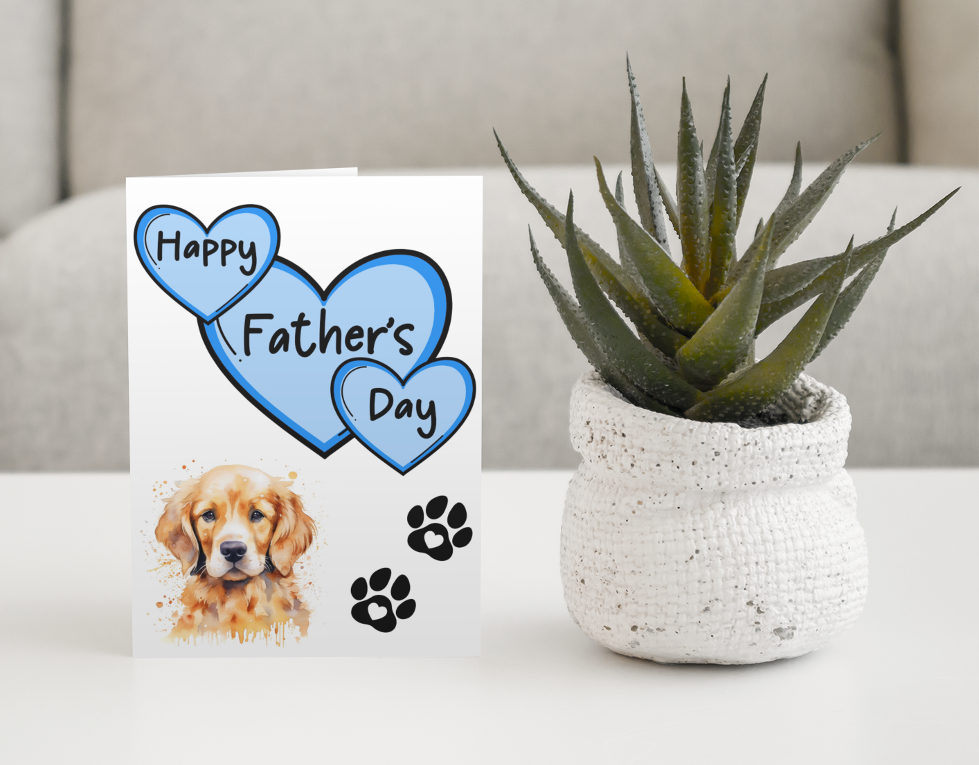 Golden Retriever Father's Day Card - Nice Cute Fun Pet Dog Puppy Owner Novelty Greeting Card