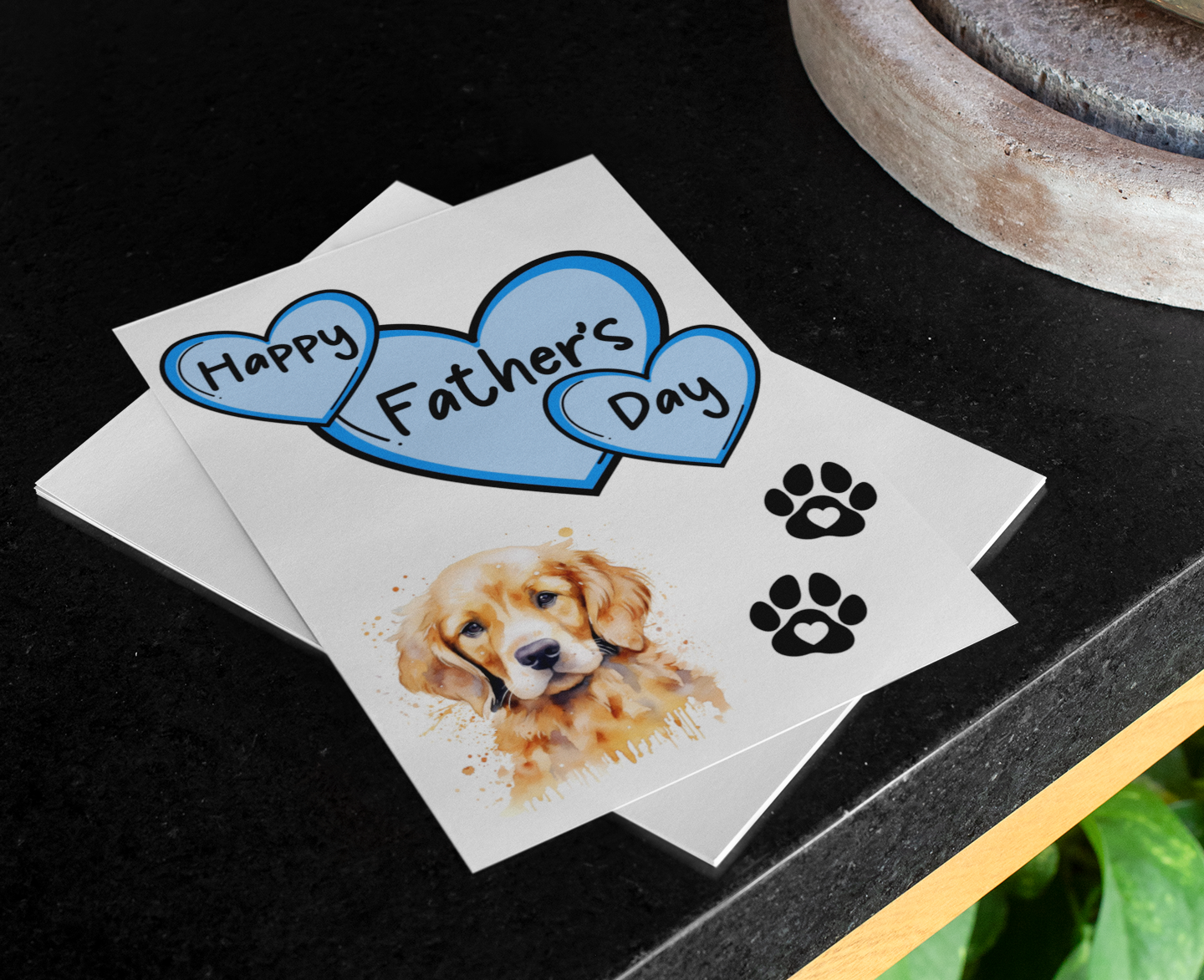 Golden Retriever Father's Day Card - Nice Cute Fun Pet Dog Puppy Owner Novelty Greeting Card