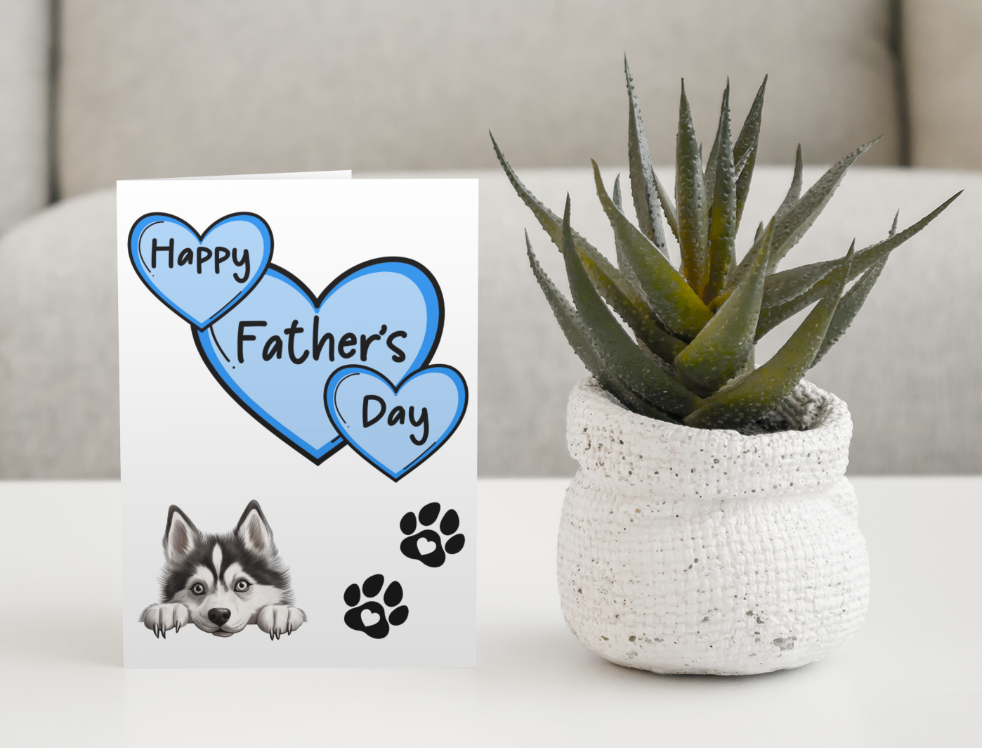 Husky Father's Day Card - Nice Cute Fun Pet Dog Puppy Owner Novelty Greeting Card
