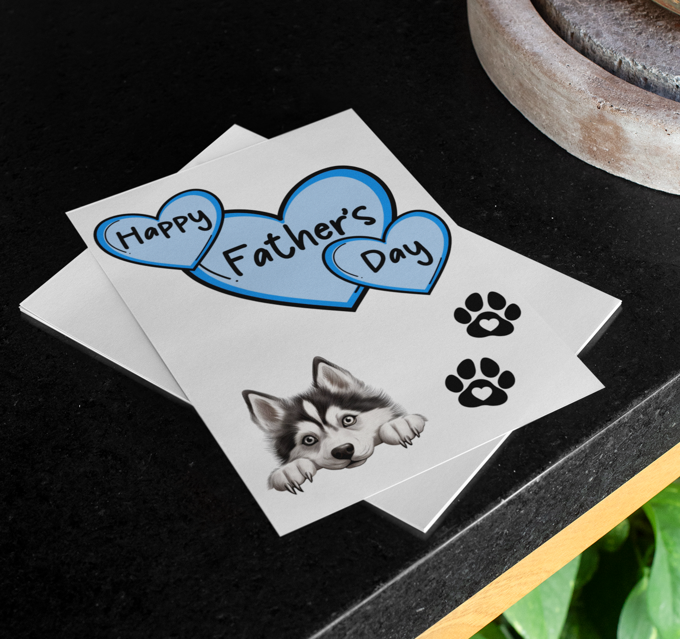 Husky Father's Day Card - Nice Cute Fun Pet Dog Puppy Owner Novelty Greeting Card