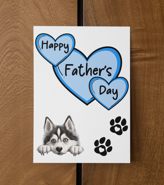 Husky Father's Day Card - Nice Cute Fun Pet Dog Puppy Owner Novelty Greeting Card