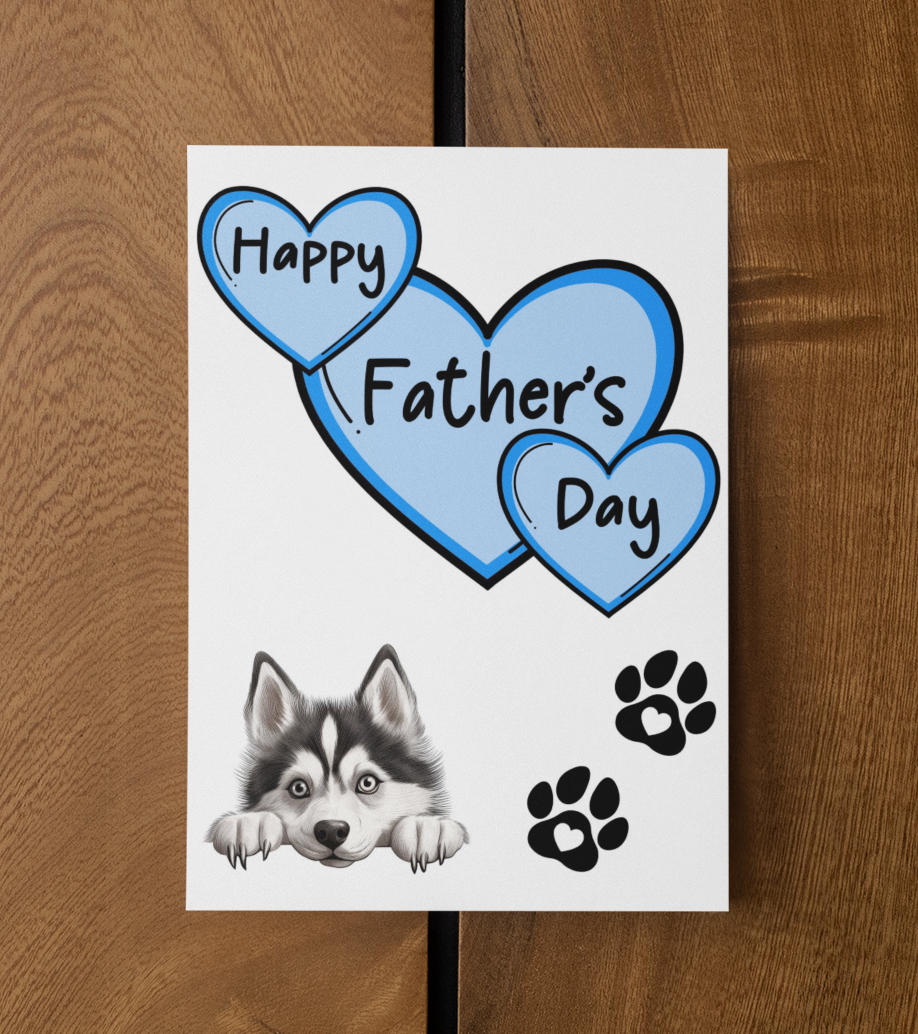 Husky Father's Day Card - Nice Cute Fun Pet Dog Puppy Owner Novelty Greeting Card