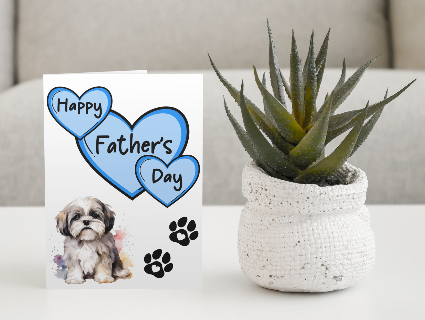 Lhasa Apso Father's Day Card - Nice Cute Fun Pet Dog Puppy Owner Novelty Greeting Card