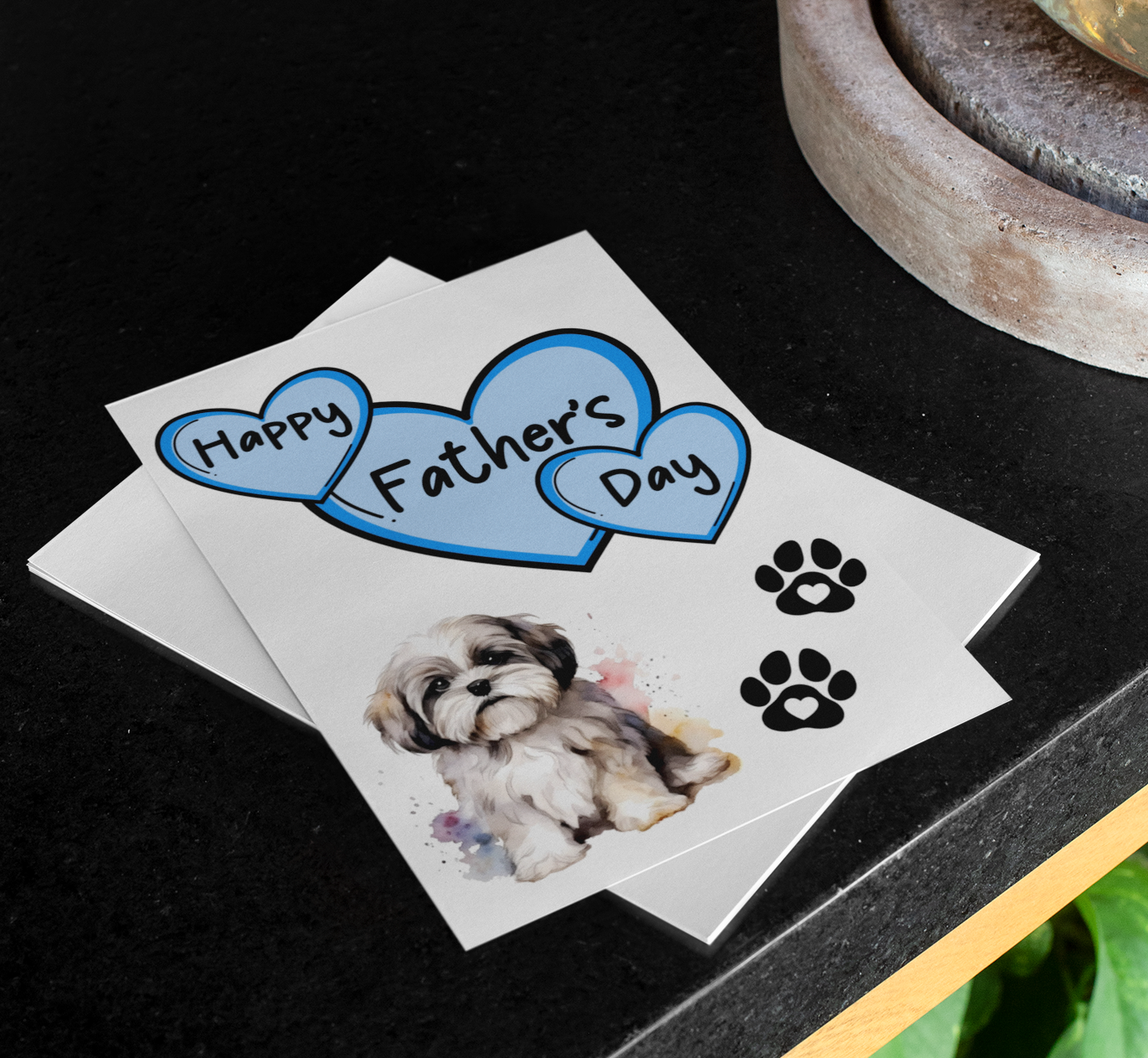 Lhasa Apso Father's Day Card - Nice Cute Fun Pet Dog Puppy Owner Novelty Greeting Card