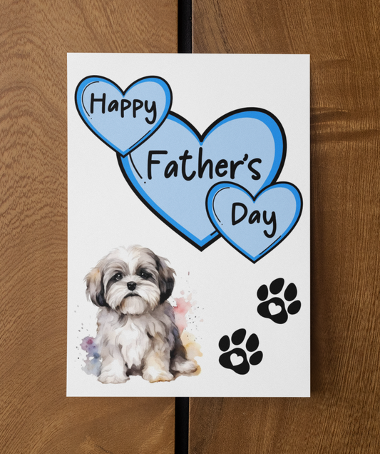 Lhasa Apso Father's Day Card - Nice Cute Fun Pet Dog Puppy Owner Novelty Greeting Card