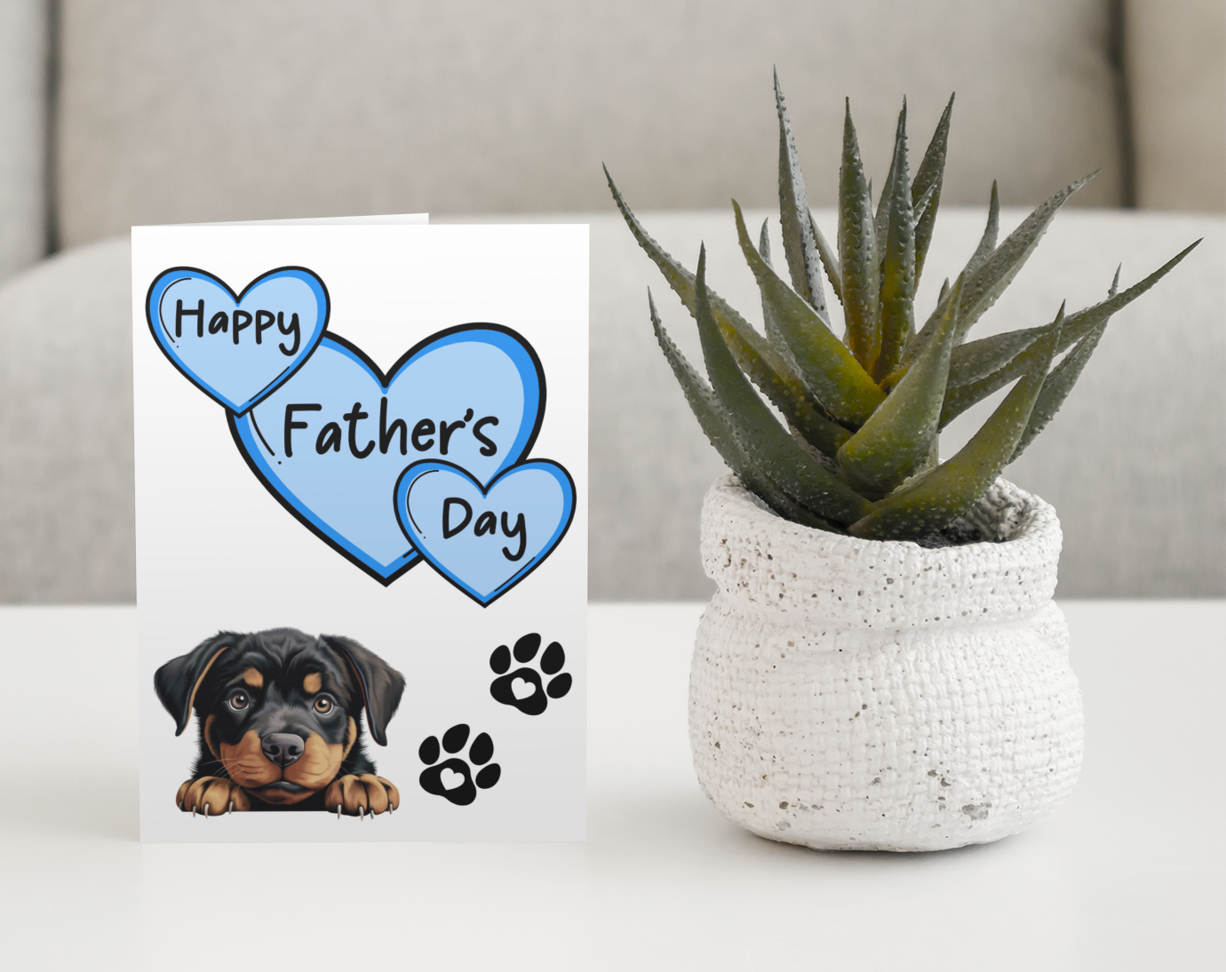 Rottweiler Rottie Father's Day Card - Nice Cute Fun Pet Dog Puppy Owner Novelty Greeting Card