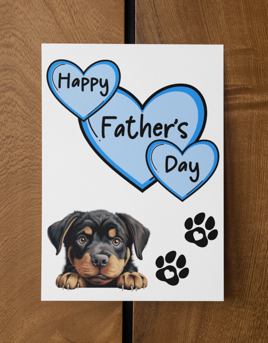 Rottweiler Rottie Father's Day Card - Nice Cute Fun Pet Dog Puppy Owner Novelty Greeting Card