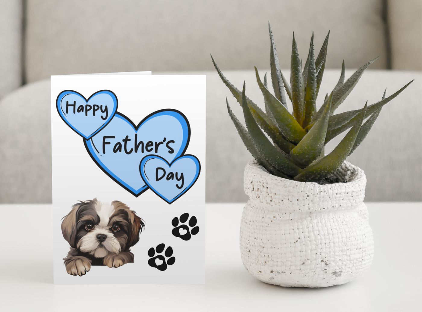 Shih Tzu Father's Day Card - Nice Cute Fun Pet Dog Puppy Owner Novelty Greeting Card