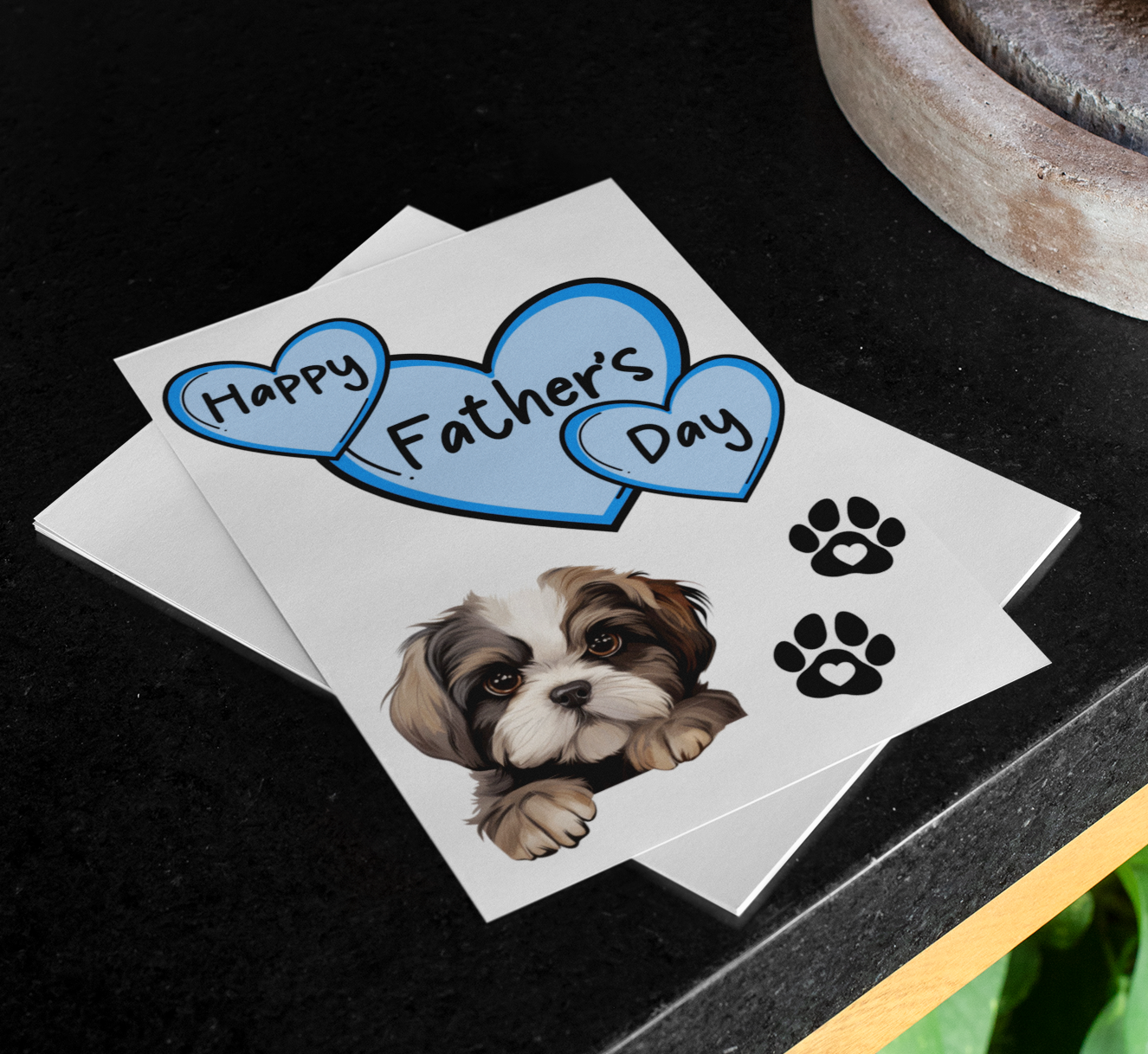 Shih Tzu Father's Day Card - Nice Cute Fun Pet Dog Puppy Owner Novelty Greeting Card