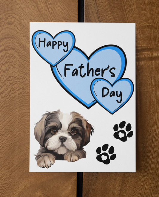 Shih Tzu Father's Day Card - Nice Cute Fun Pet Dog Puppy Owner Novelty Greeting Card