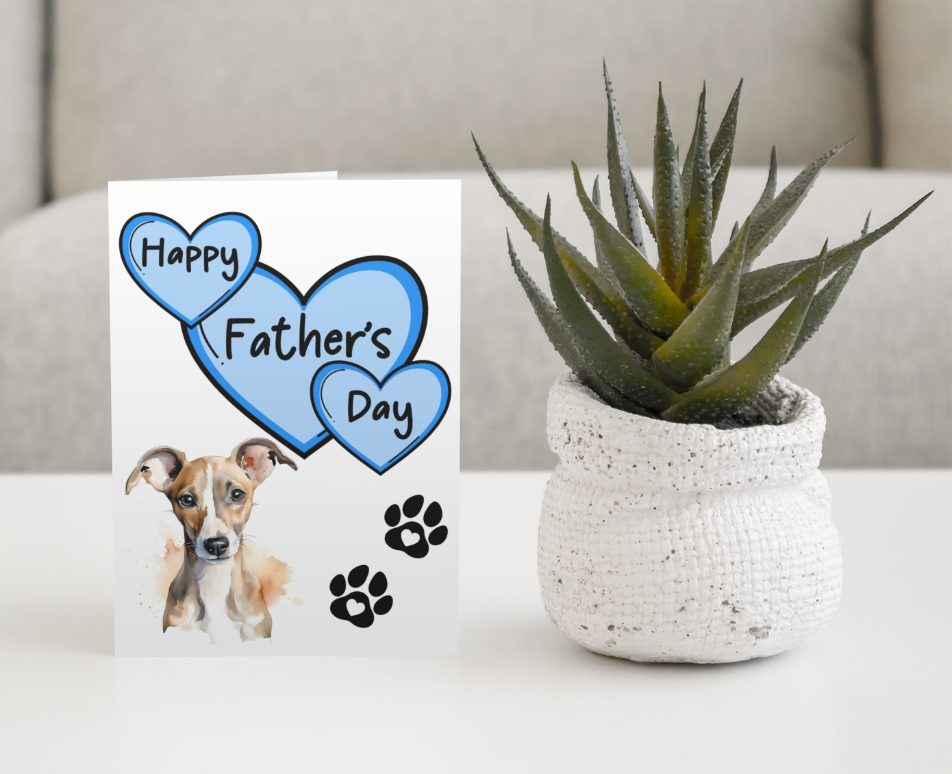 Whippet Father's Day Card - Nice Cute Fun Pet Dog Puppy Owner Novelty Greeting Card