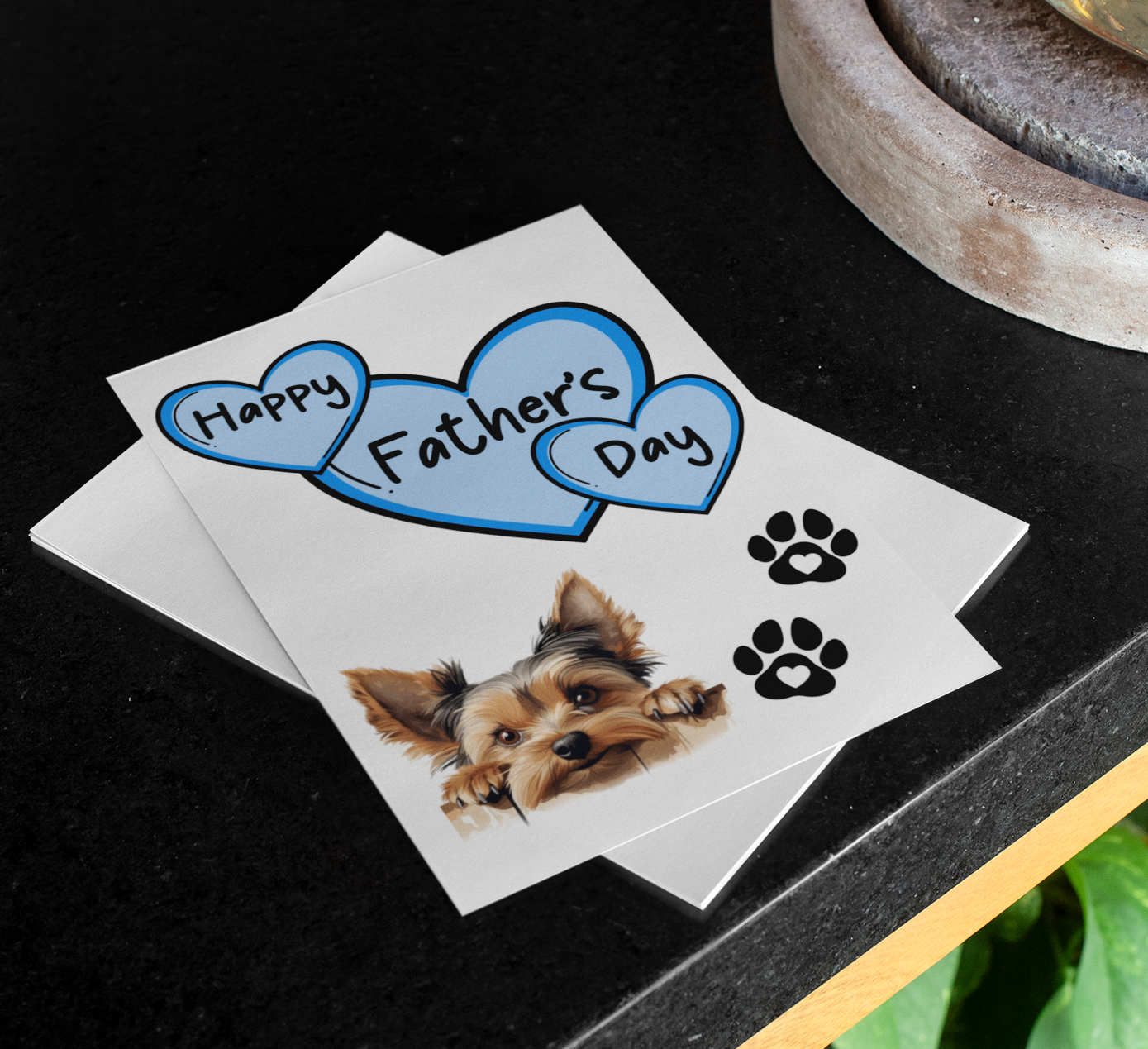 Yorkshire Terrier Father's Day Card - Nice Cute Fun Pet Dog Puppy Owner Novelty Greeting Card