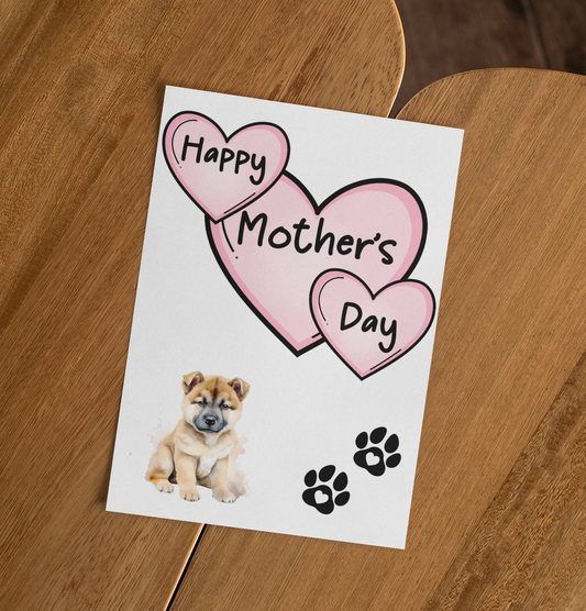 Akita Mother's Day Card - Nice Cute Fun Pet Dog Puppy Owner Novelty Greeting Card