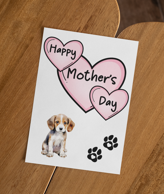 Beagle Mother's Day Card - Nice Cute Fun Pet Dog Puppy Owner Novelty Greeting Card
