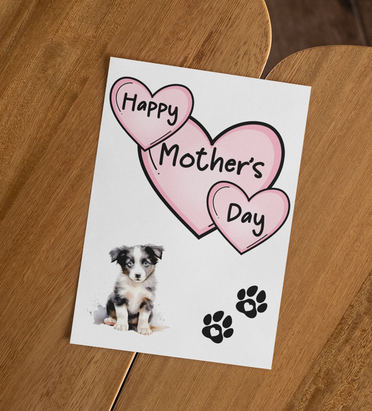 Border Collie Mother's Day Card - Nice Cute Fun Pet Dog Puppy Owner Novelty Greeting Card