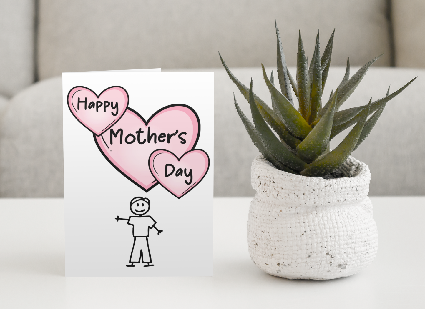 Mother's Day Card - Stick Boy - Nice Cute Fun Novelty Greeting Card