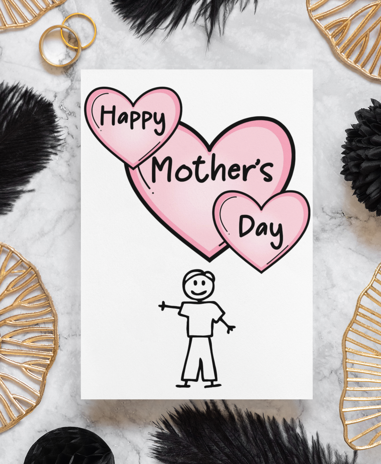 Mother's Day Card - Stick Boy - Nice Cute Fun Novelty Greeting Card