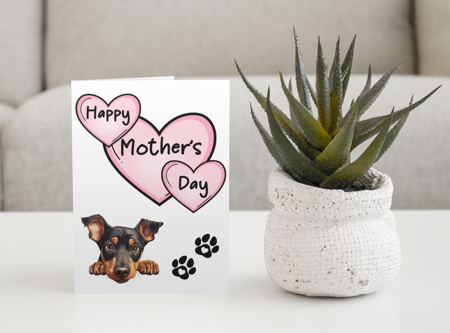 Doberman Mother's Day Card - Nice Cute Fun Pet Dog Puppy Owner Novelty Greeting Card
