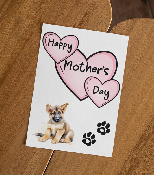 German Shepherd Mother's Day Card - Nice Cute Fun Pet Dog Puppy Owner Novelty Greeting Card