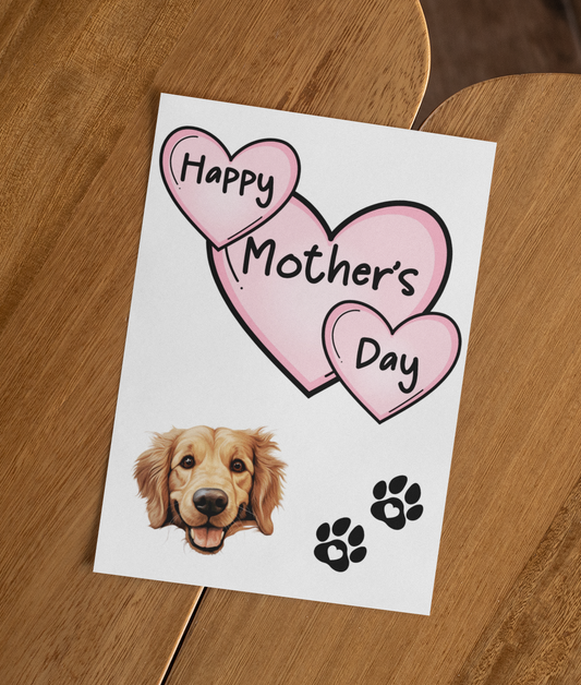Golden Retriever Mother's Day Card - Nice Cute Fun Pet Dog Puppy Owner Novelty Greeting Card