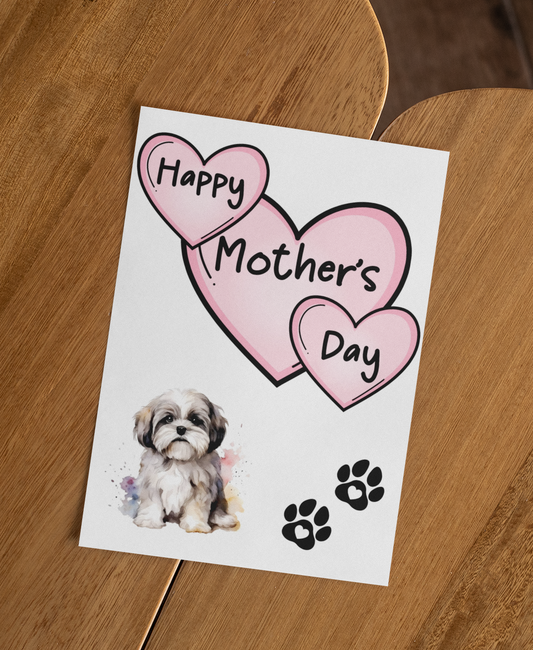 Lhasa Apso Mother's Day Card - Nice Cute Fun Pet Dog Puppy Owner Novelty Greeting Card